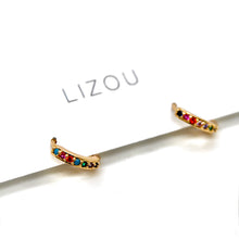 Load image into Gallery viewer, Rainbow Rhinestone Mini Huggy Earrings - E4-404
