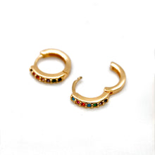 Load image into Gallery viewer, Rainbow Rhinestone Mini Huggy Earrings - E4-404
