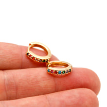 Load image into Gallery viewer, Rainbow Rhinestone Mini Huggy Earrings - E4-404
