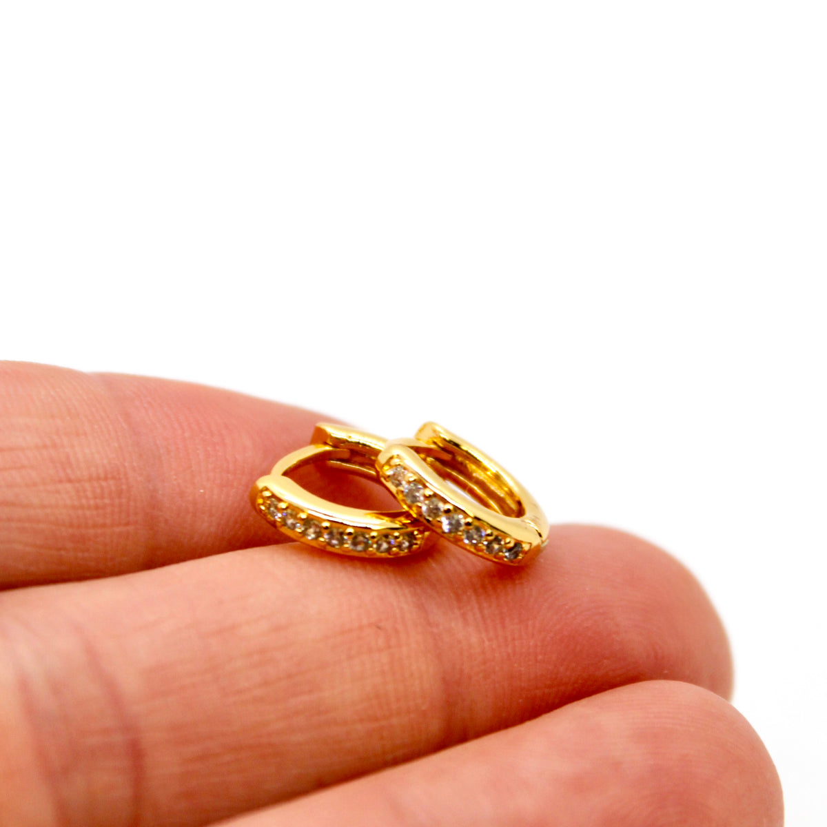 Clear Rhinestone Mini Huggy Earrings - E4-406