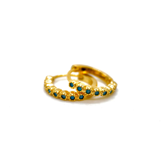 Mini Turquoise Huggy Earrings - E4-407