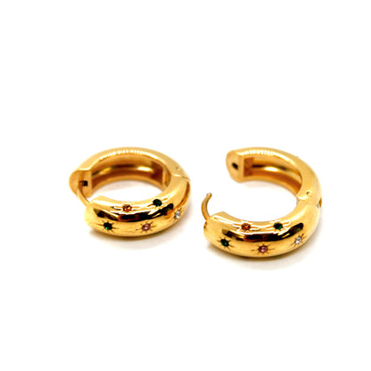 Celestial Rainbow Thick Huggy Earrings - E4-409