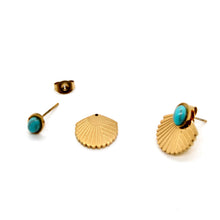 Load image into Gallery viewer, Mini Adjustable Turquoise Gold Stud Earrings - E4-431
