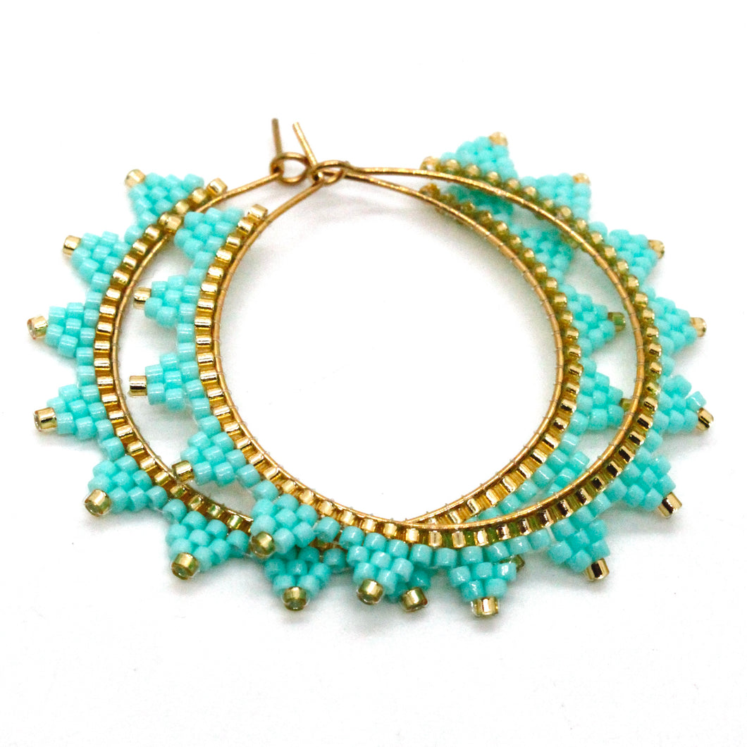 Japanese Seed Bead Hoop Earrings - Geometric - Seeds Collection- E8-010