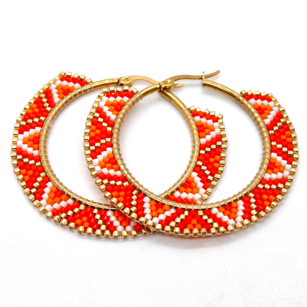 Geometrical Miyuki Seed Bead Hoop Earrings - Seeds Collection- E8-015