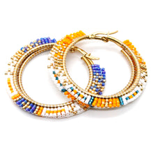 Load image into Gallery viewer, Beaded Colorful Woven Hoop Earrings Miyuki Seed Beads - Seeds Collection- E8-005

