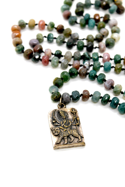 Buddha Necklace 137 - Indian Agate Faceted long Stone Necklace