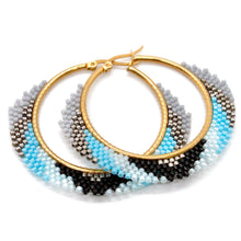 Load image into Gallery viewer, Retro Miyuki Seed Bead Hoop Earrings - Seeds Collection- E8-016
