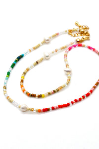 Rainbow Single Strand Pearl Necklace - Seeds Collection- N8-008