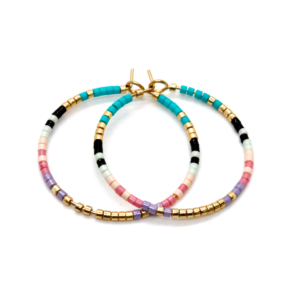 Retro Style Seed Bead Miyuki Hoop Earrings E8-017- Seeds Collection-