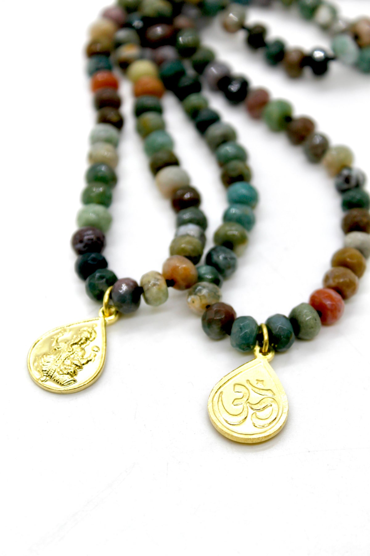 Buddha Necklace 146 - Indian Agate Faceted Short Stone Necklace