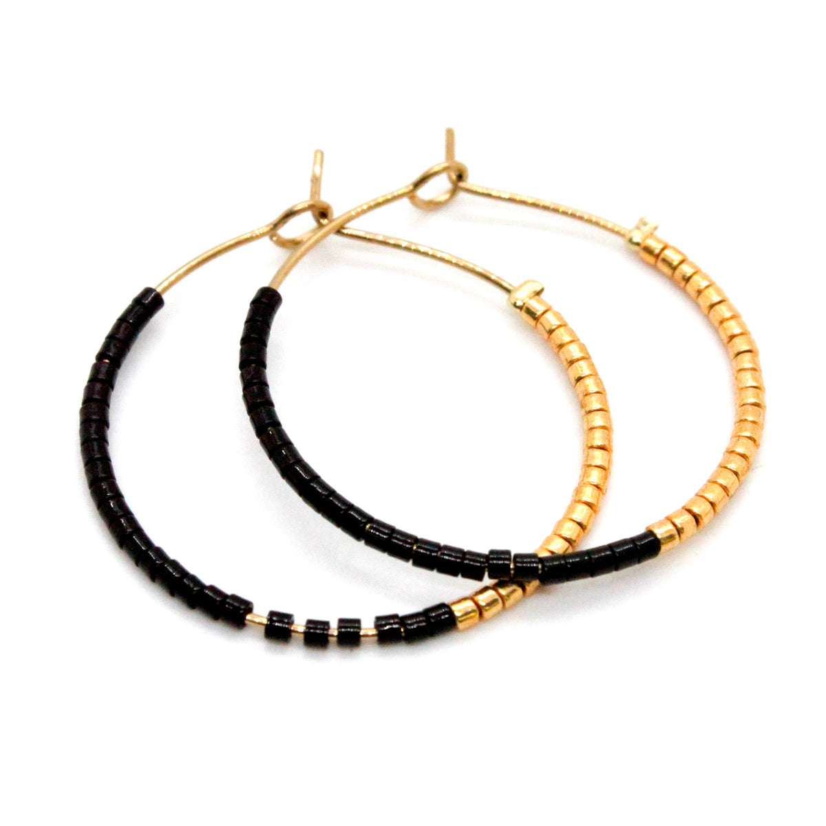 Half and Half Plain Seed Bead Hoop Earrings - Seeds Collection- E8-020