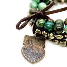 Load image into Gallery viewer, Buddha Bracelet 20 - African Turquoise and Pyrite
