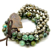 Load image into Gallery viewer, Buddha Bracelet 20 - African Turquoise and Pyrite
