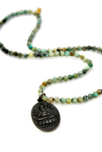 Load image into Gallery viewer, Buddha Necklace 150 - African Turquoise Stretch
