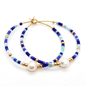Pearl and Miyuki Seed Bead Earrings - Seeds Collection- E8-012
