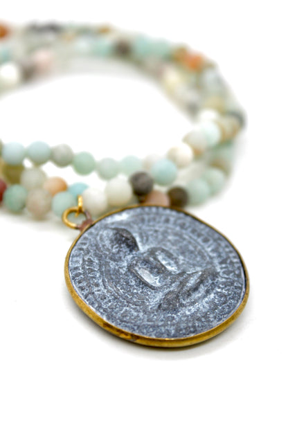 Buddha Necklace 152 - Amazonite Stretch