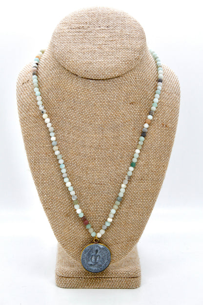 Buddha Necklace 152 - Amazonite Stretch