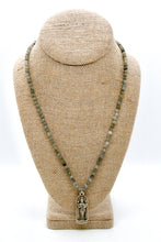 Load image into Gallery viewer, Buddha Necklace 158 - Stretch Labradorite Faceted Stone
