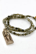 Load image into Gallery viewer, Buddha Necklace 158 - Stretch Labradorite Faceted Stone
