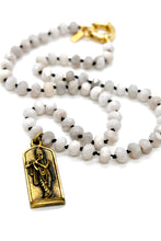 Load image into Gallery viewer, Buddha Necklace 160 - White Lace Agate Faceted
