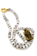 Load image into Gallery viewer, Buddha Necklace 160 - White Lace Agate Faceted
