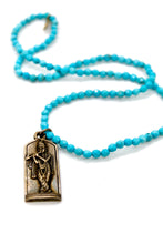 Load image into Gallery viewer, Buddha Necklace 164 - Faceted Turquoise Stretch
