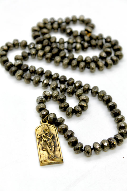 Buddha Necklace 171 - Faceted Pyrite