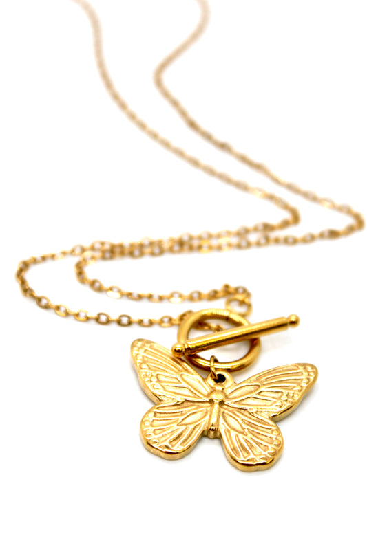 Beautiful Gold Butterfly Toggle Necklace - N2-2742