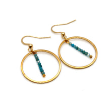 Load image into Gallery viewer, Apatite and Gold Hoop Delicate Earrings - E2-001g
