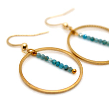 Load image into Gallery viewer, Apatite and Gold Hoop Delicate Earrings - E2-001g

