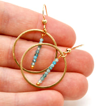 Load image into Gallery viewer, Apatite and Gold Hoop Delicate Earrings - E2-001g
