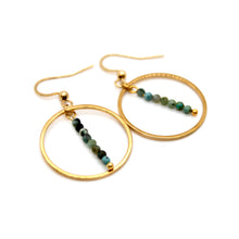 Load image into Gallery viewer, Hubei Turquoise and Gold Hoop Delicate Earrings - E2-004g
