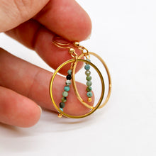Load image into Gallery viewer, Hubei Turquoise and Gold Hoop Delicate Earrings - E2-004g
