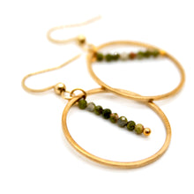 Load image into Gallery viewer, Unakite and Gold Hoop Delicate Earrings - E2-005g
