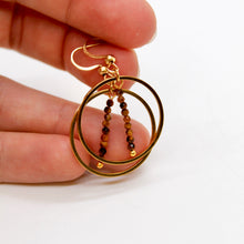 Load image into Gallery viewer, Tiger's Eye and Gold Hoop Delicate Earrings - E2-006g
