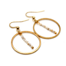 Load image into Gallery viewer, Pearl Oyster and Gold Hoop Delicate Earrings - E2-010g

