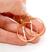 Load image into Gallery viewer, Pearl Oyster and Gold Hoop Delicate Earrings - E2-010g
