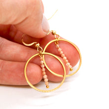 Load image into Gallery viewer, Sunstone and Gold Hoop Delicate Earrings - E2-011g
