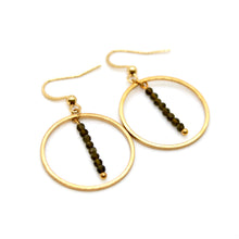 Load image into Gallery viewer, Gold Obsidian and Gold Hoop Delicate Earrings - E2-012g
