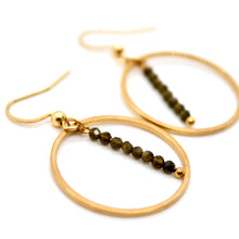 Load image into Gallery viewer, Gold Obsidian and Gold Hoop Delicate Earrings - E2-012g
