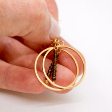 Load image into Gallery viewer, Gold Obsidian and Gold Hoop Delicate Earrings - E2-012g
