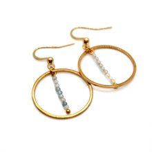 Load image into Gallery viewer, Aquamarine and Gold Hoop Delicate Earrings - E2-013g
