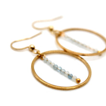 Load image into Gallery viewer, Aquamarine and Gold Hoop Delicate Earrings - E2-013g
