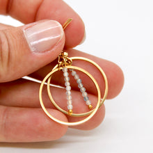 Load image into Gallery viewer, Aquamarine and Gold Hoop Delicate Earrings - E2-013g
