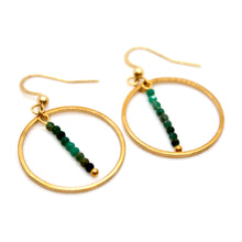 Load image into Gallery viewer, Green Lepidolite and Gold Hoop Delicate Earrings - E2-019g
