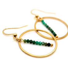 Load image into Gallery viewer, Green Lepidolite and Gold Hoop Delicate Earrings - E2-019g
