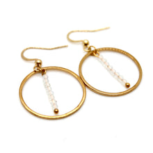 Load image into Gallery viewer, Opal and Gold Hoop Delicate Earrings - E2-021g
