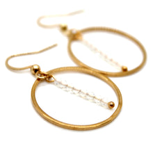 Load image into Gallery viewer, Opal and Gold Hoop Delicate Earrings - E2-021g

