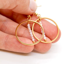 Load image into Gallery viewer, Opal and Gold Hoop Delicate Earrings - E2-021g
